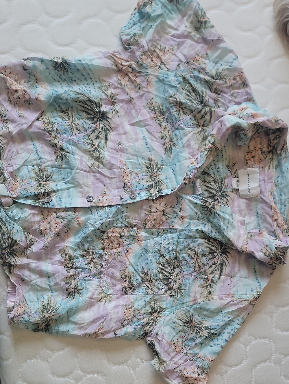 Lightweight Pastel Palm-Print Women’s Shirt - American Eagle